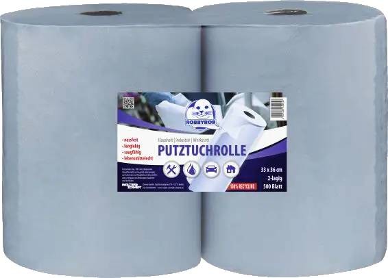 Putztuchrolle recyclebar blau 2-lagig 33x36 cm 500 Blatt 2 Rollen
