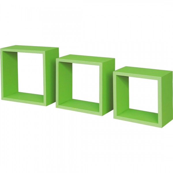 Wandregal 3-er Set PVC beschichtet grün, zur unsichtbaren Montage