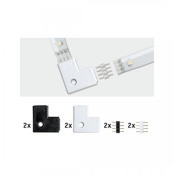 LED Connector Edge 90° 4er Ws/Sz