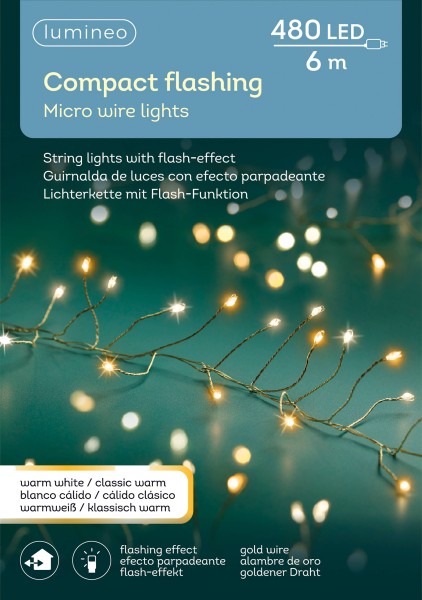 Micro LED Compact Beleuchtung Outdoor 600cm 480L gold/warm weiss/klassich