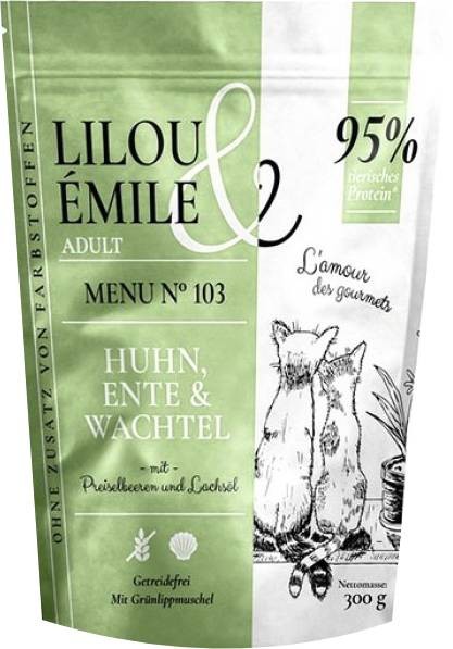 Lilou & Émile Adult Cat Huhn+Ente+Wachtel 300g