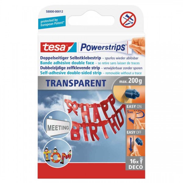 Tesa-Powerstrips transp. 200g 16St