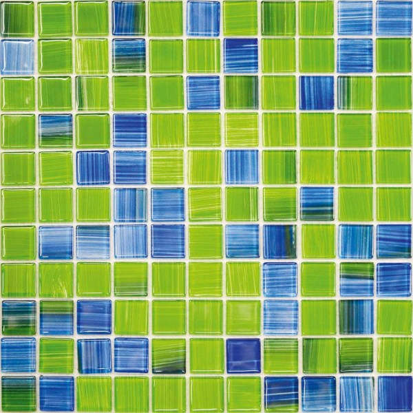 Glas-Mosaik 30x30cm grün-Mix gest