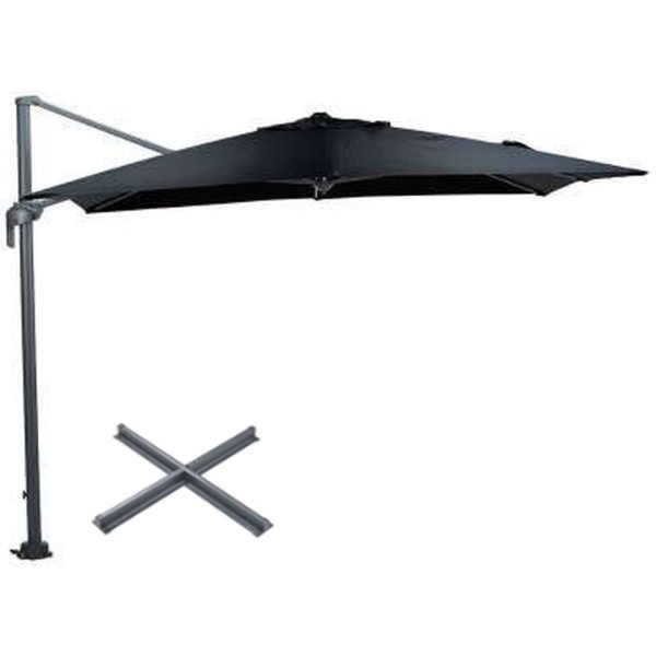 Set: Schirm Hawaii Mono 270x270 carbon black/schwarz inkl. Kreuzständer